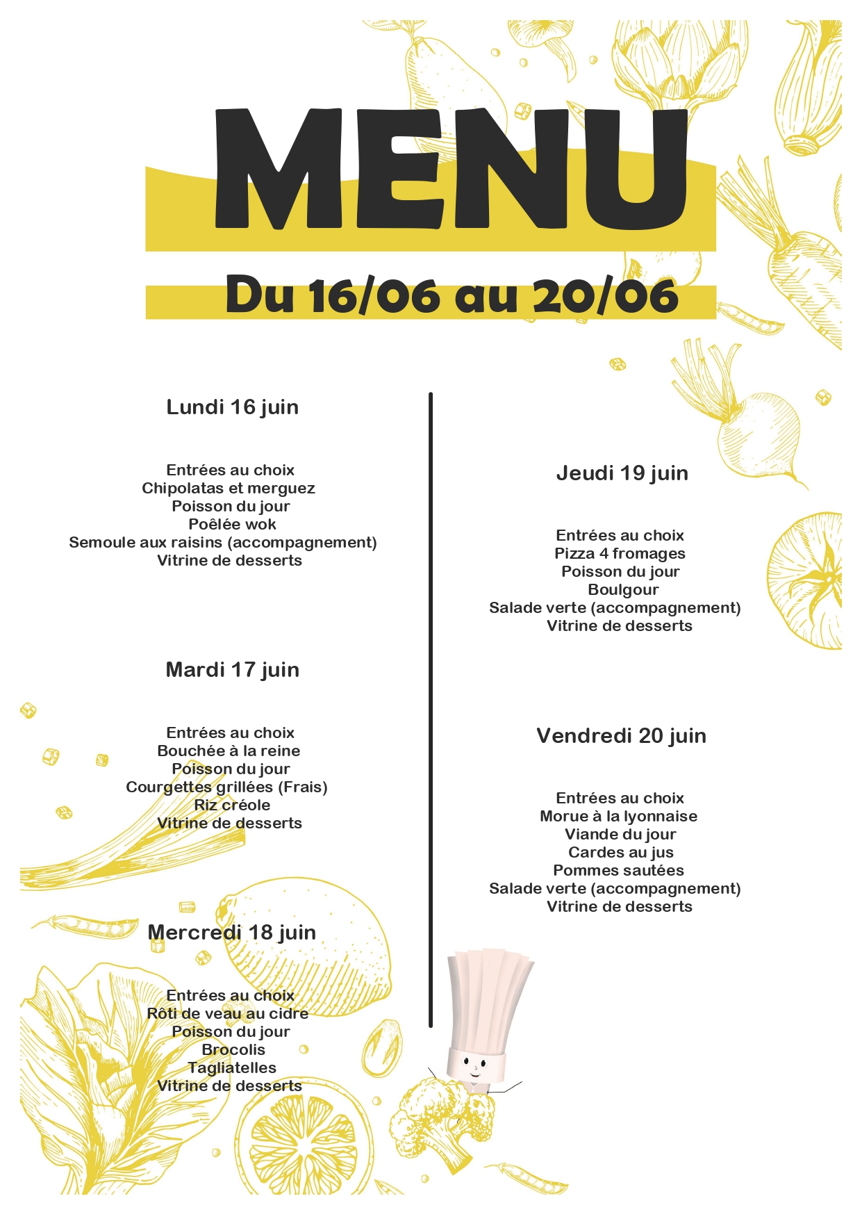 MENU SEMAINE 25